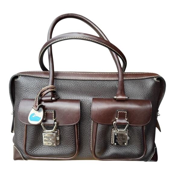 Dooney and Bourke Handbags - Dooney and Bourke Signature Satchel Double Lock Leather Shoulder Bag